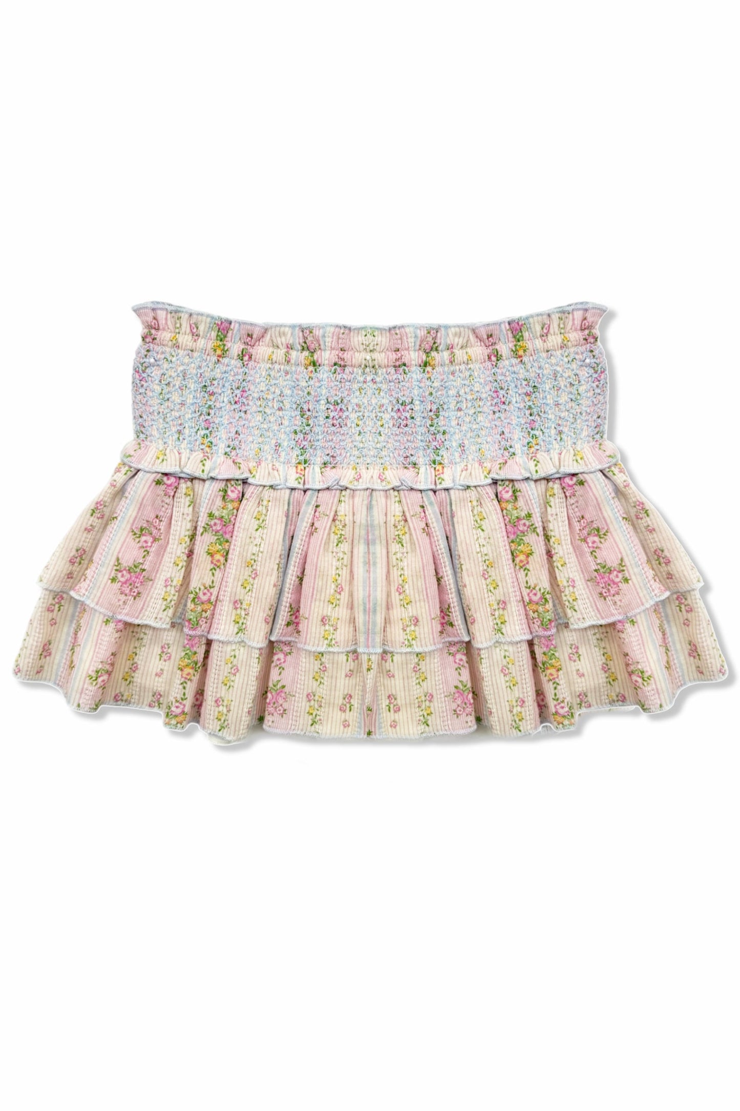 TWEEN DOMINIQUE PRINTED SMOCKED WAIST RUFFLE SKORT