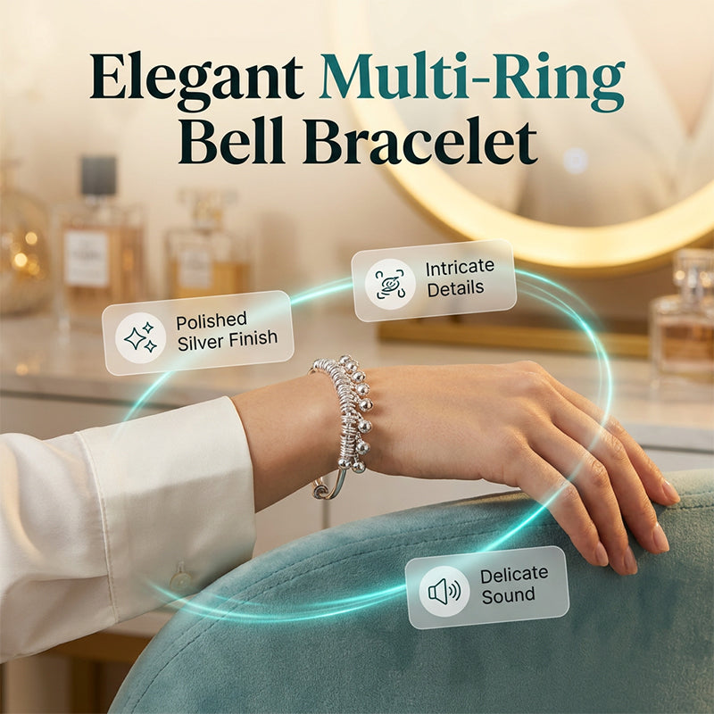 üì¢ü좂è∞Adjustable Silver Bell Charm Bangle Bracelet