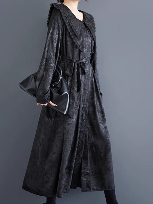 Women’s Lightweight Trench  Blackish Button Style A-Line Dress