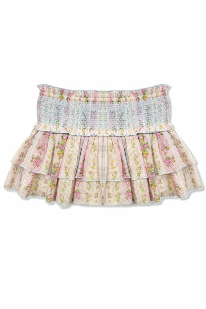 TWEEN DOMINIQUE PRINTED SMOCKED WAIST RUFFLE SKORT