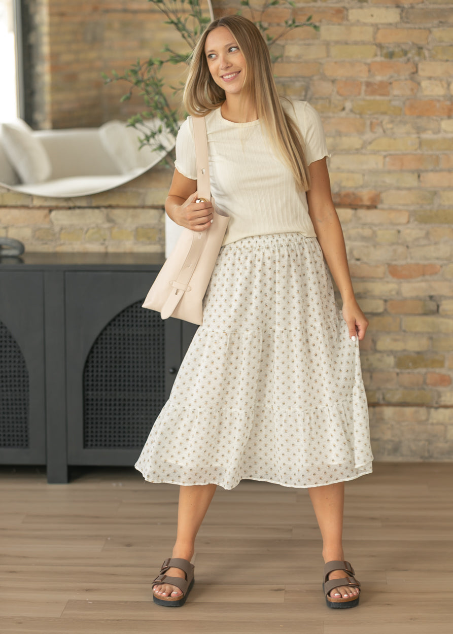 Harlow Tiered Vintage Floral Midi Skirt