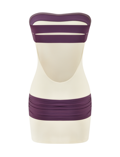 EOS MINI DRESS - CREAM AND DUSTY LILAC