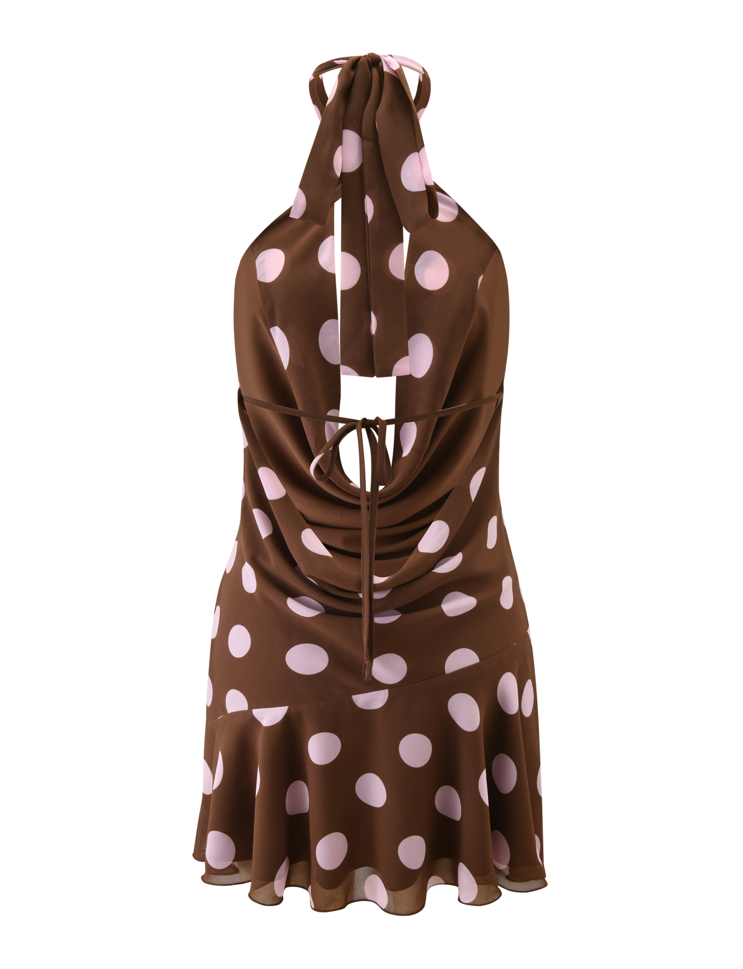 ZYLA MINI DRESS - BROWN AND PINK DOT