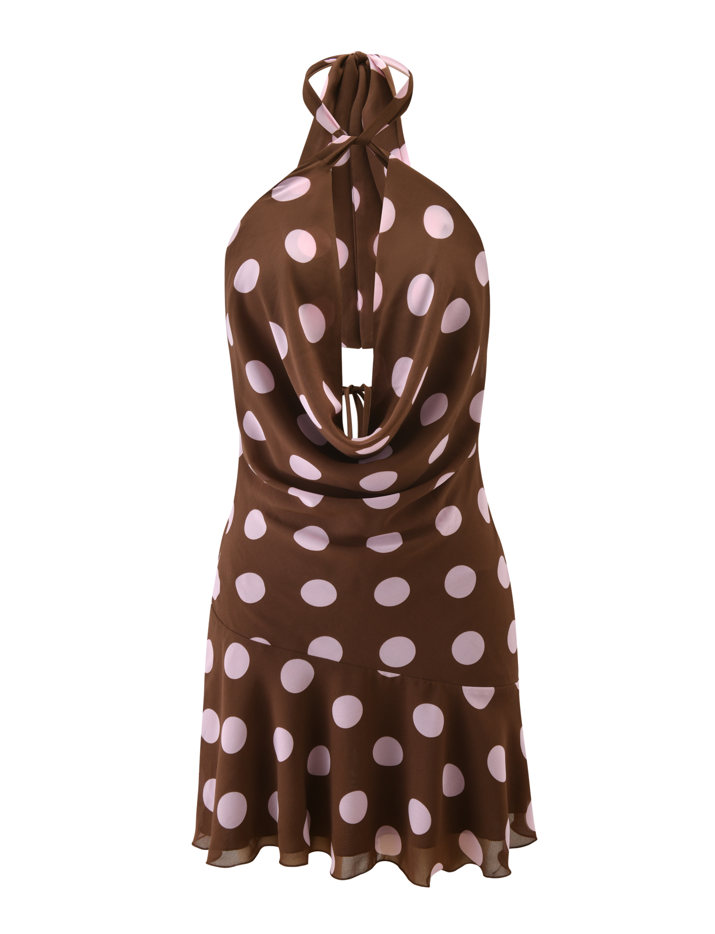 ZYLA MINI DRESS - BROWN AND PINK DOT