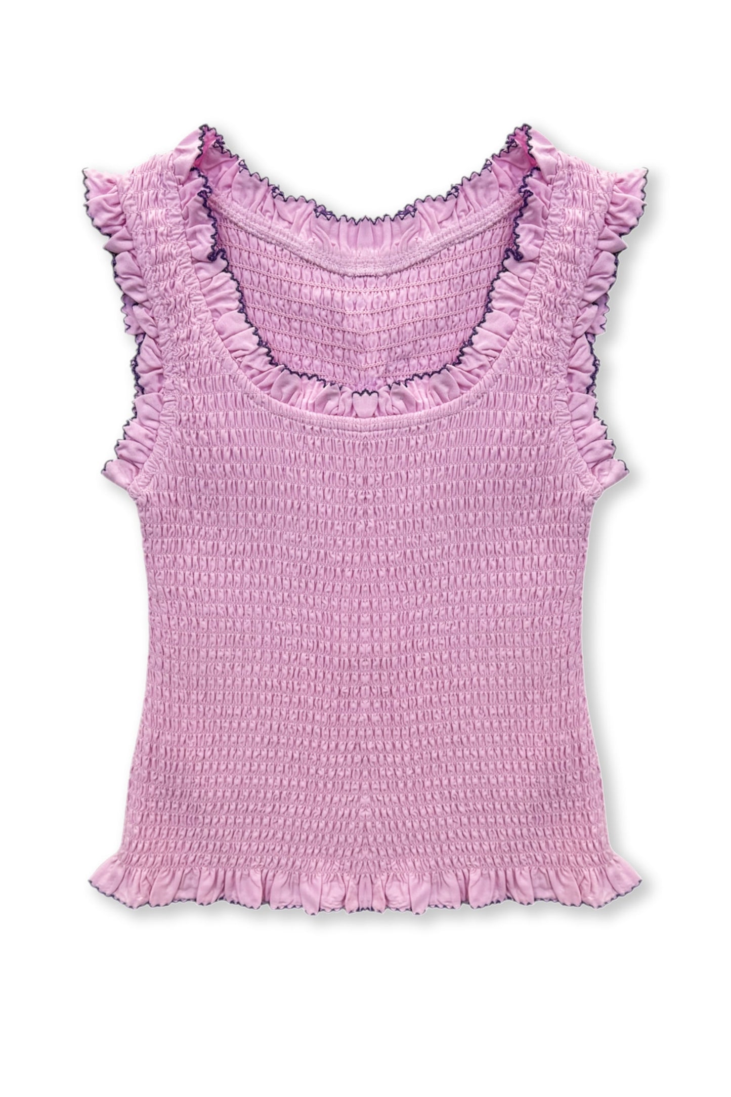 JUNIOR HELENA SOLID SMOCKED TANK TOP - FINAL SALE