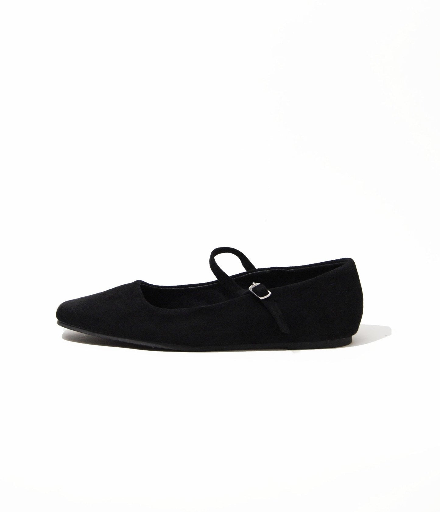 Black Suede Mary Jane Flat