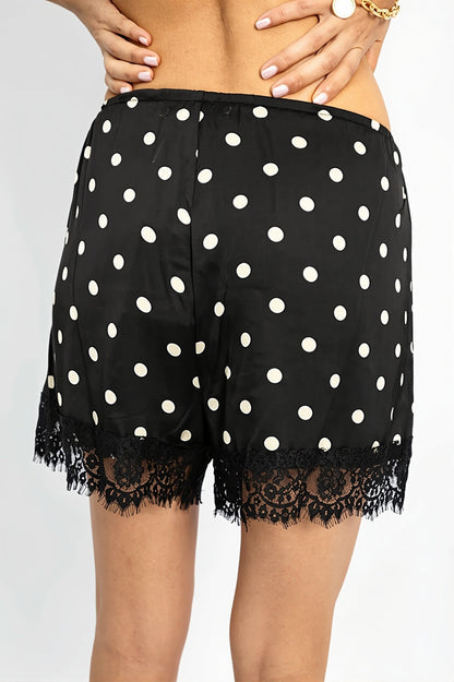 Polka Dot Lace Splice Casual Shorts