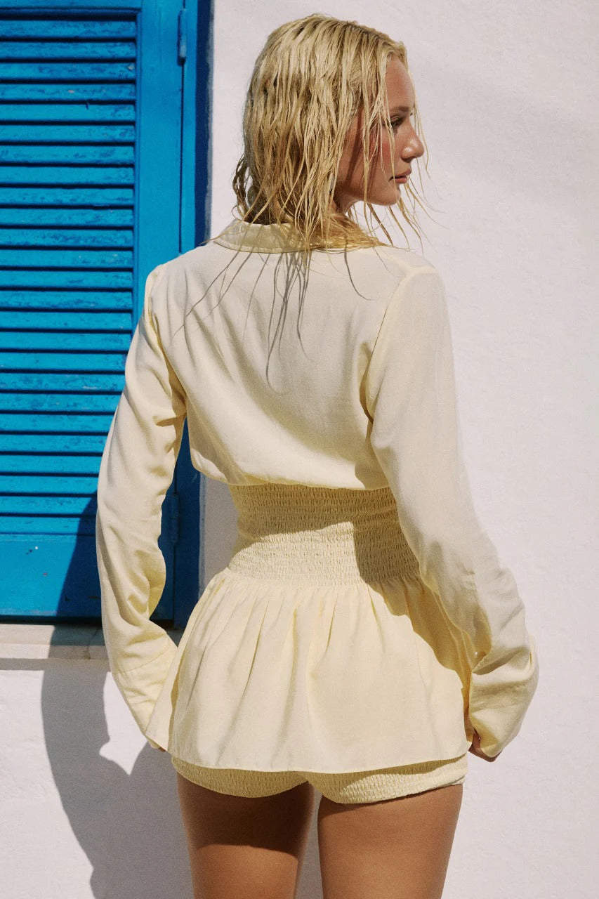 Adora Shirred Shorts - Lemon