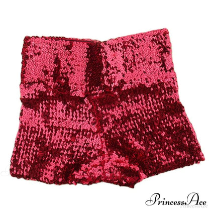 Shiny Sequin Pencil High Waist Mini Shorts