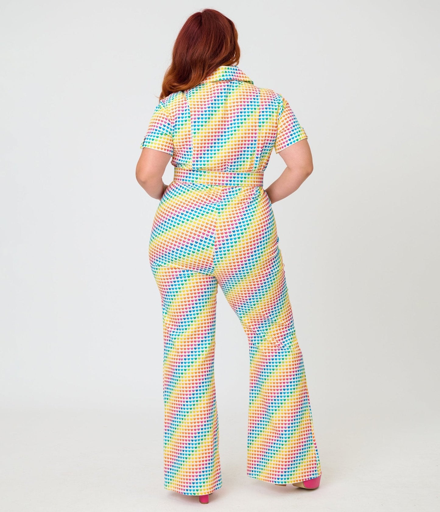 Smak Parlour Plus Size Rainbow Hearts Flare Jumpsuit