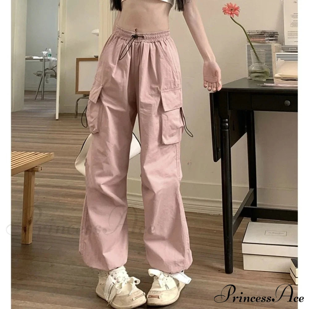 Straight Trousers Fashion Wide Leg Pockets Joggers Trousers