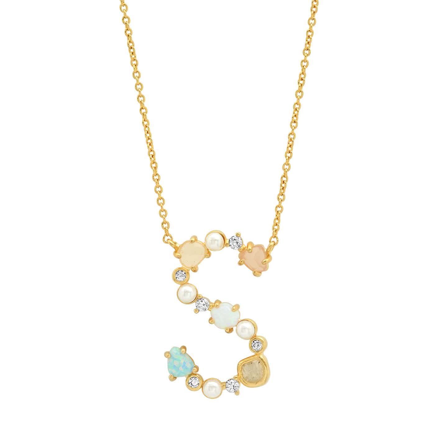 Opal & Pearl Initial Necklace