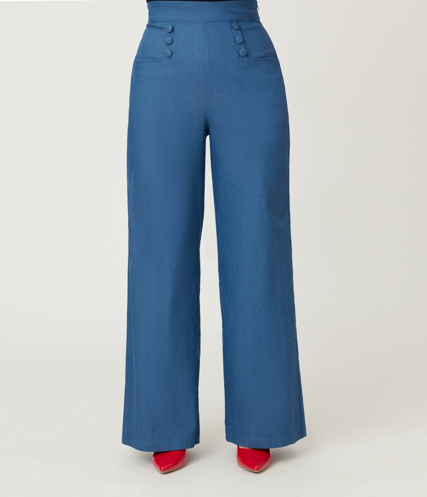 Unique Vintage Chambray High Waist Sailor Ginger Pants