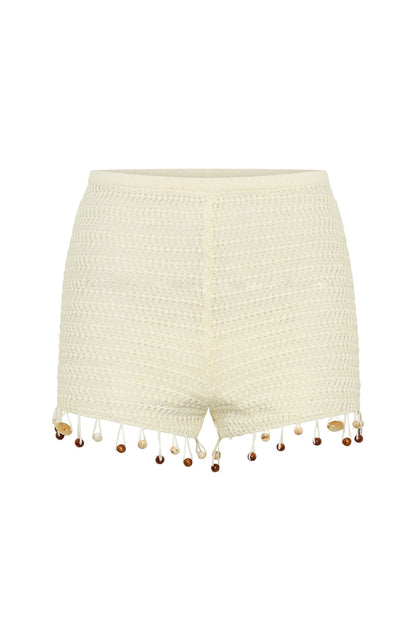 One More Time Crochet Shorts Off White