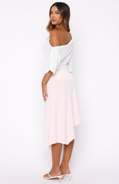 Sending My Love Asymmetric Midi Skirt Pink